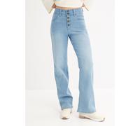 Straight-Jeans BONPRIX "Straight-Jeans High Waist, Stretch", Damen, Gr. 38, N-Gr, blau (hellblau denim used), Denim/Jeans, Obermaterial: 82% Baumwolle, 17% Polyester, 1% Elasthan, unifarben, regular f