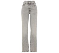 Straight-Jeans BOSS ORANGE "ADA HR SLIT Premium Damenmode", Damen, Gr. 30, Länge 34, medium grau 030, Denim/Jeans, Obermaterial: 59% Baumwolle, 40% Lyocell, 1% Elasthan, straight fit lang, Jeans Strai