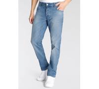 Straight-Jeans BRUNO BANANI "Dylan", Herren, Gr. 30, Länge 30, blau (light blau), Obermaterial: 98% Baumwolle, 2% Elasthan, Basic, normal lang, Jeans Straight-Jeans, gerade Beinform, Used-Waschung, ni