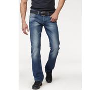 Straight-Jeans BRUNO BANANI "Dylan", Herren, Gr. 30, Länge 30, blau, Obermaterial: 98% Baumwolle, 2% Elasthan, Basic, normal lang, Jeans Straight-Jeans, gerade Beinform, Used-Waschung, niedrige Leibhö