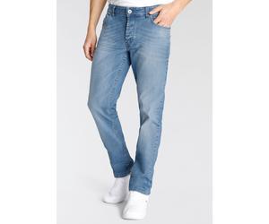 Straight-Jeans BRUNO BANANI "Dylan", Herren, Gr. 33, Länge 34, blau (light blau), Obermaterial: 98% Baumwolle, 2% Elasthan, Basic, normal lang, Jeans Straight-Jeans, gerade Beinform, Used-Waschung, ni