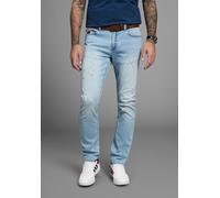 Straight-Jeans BRUNO BANANI "Hutch", Herren, Gr. 30, Länge 34, blau (l.blau dunkel), Denim/Jeans, Obermaterial: 98% Baumwolle, 2% Elasthan, Destroyed-Effekte, normal lang, Jeans Straight-Jeans, gerade