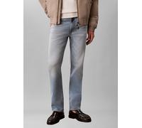 Straight-Jeans CALVIN KLEIN JEANS, Herren, Gr. 32, Länge 34, blau (bleached clearwater), Denim/Jeans, Obermaterial: 98% Baumwolle, 2% Elasthan, unifarben, regular fit lang, Jeans Straight-Jeans, Regul