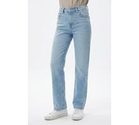 Straight-Jeans CALVIN KLEIN JEANS "HGH RS STRGHT CK ESS", Damen, Gr. 27, Länge 32, blau (lapis sky), Denim/Jeans, Obermaterial: 99% Baumwolle, 1% Elasthan, straight fit normal, Jeans Straight-Jeans, M