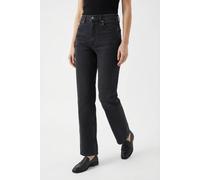 Straight-Jeans CALVIN KLEIN JEANS "HGH RS STRGHT CK ESS", Damen, Gr. 28, Länge 32, schwarz (midnight schwarz), Denim/Jeans, Obermaterial: 99% Baumwolle, 1% Elasthan, straight fit normal, Jeans Straigh