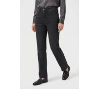 Straight-Jeans CALVIN KLEIN JEANS "HGH RS STRGHT CK ESS", Damen, Gr. 31, Länge 34, schwarz (midnight schwarz), Denim/Jeans, Obermaterial: 99% Baumwolle, 1% Elasthan, straight fit normal, Jeans Straigh