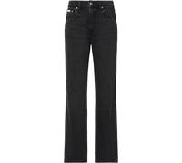 Straight-Jeans CALVIN KLEIN JEANS "HGH RS STRGHT CK ESS", Damen, Gr. 32, Länge 34, midnight schwarz, Denim/Jeans, Obermaterial: 99% Baumwolle, 1% Elasthan, straight fit lang, Jeans Straight-Jeans, Mit