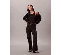 Straight-Jeans CALVIN KLEIN JEANS "HGH RS STRGHT CK ESS", Damen, Gr. 34, Länge 32, ck essential schwarz, Denim/Jeans, Obermaterial: 99% Baumwolle, 1% Elasthan, unifarben, straight fit normal, Jeans St