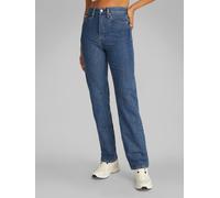 Straight-Jeans CALVIN KLEIN JEANS "HIGH RISE STRAIGHT", Damen, Gr. 27, Länge 32, blau (denim medium), Denim/Jeans, Obermaterial: 100% Baumwolle, unifarben, straight fit knöchellang, Jeans Straight-Jea