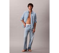 Straight-Jeans CALVIN KLEIN JEANS "STNDRD STRGHT JEAN", Herren, Gr. 34, Länge 34, iceland, Denim/Jeans, Obermaterial: 100% Baumwolle, unifarben, regular fit lang, Jeans Straight-Jeans, Mit Gürtelschla