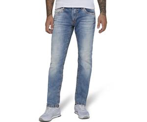 Straight-Jeans CAMP DAVID "NI:CO:R611", Herren, Gr. 36, Länge 34, blau (light vintage), Denim/Jeans, Obermaterial: 99% Baumwolle, 1% Elasthan, straight fit, Jeans Straight-Jeans, mit markanten Steppnä