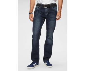 Straight-Jeans CAMP DAVID "NI:CO:R611", Herren, Gr. 38, Länge 34, blau (schwarz, used), Denim/Jeans, Obermaterial: 99% Baumwolle, 1% Elasthan, straight fit, Jeans Straight-Jeans, mit markanten Steppnä