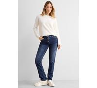 Straight-Jeans CECIL, Damen, Gr. 33, Länge 30, blau (mid blau wash), Jeans, 75% Baumwolle, 23% Polyester, 2% Elasthan, unifarben, lang, Jeans Straight-Jeans, mit Knopfleiste (13911547-33) mid blau was