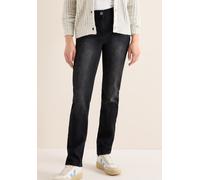 Straight-Jeans CECIL "Style Toronto", Damen, Gr. 31, Länge 32, schwarz used wash, Denim/Jeans, Obermaterial: 73% Baumwolle, 25% Polyester, 2% Elasthan. Futter: 52% Polyester, 48% Baumwolle, unifarben,