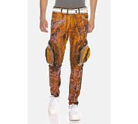 Straight-Jeans CIPO & BAXX "DENIM", Herren, Gr. 31, Länge 34, orange, 98% Baumwolle, 2% Elasthan, gemustert, figurumspielend lang, Jeans Straight-Jeans, bequeme Jeans in coolem Design, CD634 (13685302