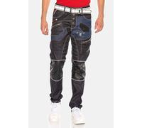 Straight-Jeans CIPO & BAXX "DENIM", Herren, Gr. 32, Länge 34, blau (rawblau), 100% Baumwolle, unifarben, figurumspielend lang, Jeans Straight-Jeans, Straight Fit-Jeans im stylischen Design, CD639 (203
