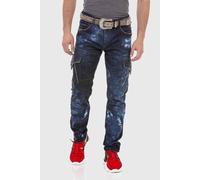 Cipo & Baxx Herren Jeans Hose Cargo Nieten Regular Fit Pants Denim Jeanshose Pants CD677 Blau W40 L32