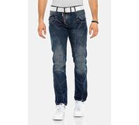 Cipo & Baxx Herren Jeans C-0768 - Regular Fit Straight Jeans Hose, Modern Denim dunkelblau mit Kontrastnähten, Bequeme langlebige Herren Freizeithose im klassischen Stil - C-0768-W42-L32