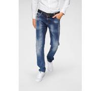 Straight-Jeans CIPO & BAXX "Red Dot", Herren, Gr. 30, Länge 32, blau (blau used), Denim/Jeans, Obermaterial: 98% Baumwolle, 2% Elasthan, Abriebeffekte, normal, Jeans Straight-Jeans (34484649-30) blau