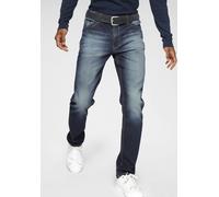 Straight-Jeans H.I.S "DIX", Herren, Gr. 40, Länge 32, blau (d blau), Denim/Jeans, Obermaterial: 92% Baumwolle, 7% Elastomultiester, 1% Elasthan, normal lang, Jeans Straight-Jeans, gerade Beinform, nie