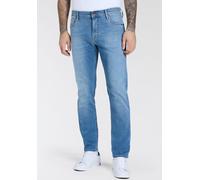 Straight-Jeans H.I.S "NEW DALE", Herren, Gr. 33, Länge 34, blau (bleached sto), Denim/Jeans, Obermaterial: 99% Baumwolle, 1% Elasthan, normal lang, Jeans Straight-Jeans, gerades Bein, mit Used-Effekte