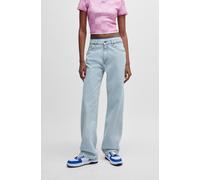 Straight-Jeans HUGO BLUE "Elyah", Damen, Gr. 29, Länge 34, turquoise, aqua 449, Denim/Jeans, Obermaterial: 99% Baumwolle, 1% Elasthan, unifarben, straight fit lang, Jeans Straight-Jeans, Mid Rise, ext