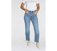 Straight-Jeans LEVI'S "724 HIGH RISE STRAIGHT", Damen, Gr. 27, Länge 32, blau (cool journey), Denim/Jeans, Obermaterial: 79% Baumwolle, 19% Polyester, 2% Elasthan, straight fit lang, Jeans Straight-Je