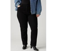 Straight-Jeans LEVI'S PLUS "724 PL HR STRAIGHT", Damen, Gr. 18 (50), Länge 34, schwarz (midnight gaze), Denim/Jeans, Obermaterial: 73% Baumwolle, 26% Polyester, 1% Elasthan, Jeans Straight-Jeans (4818