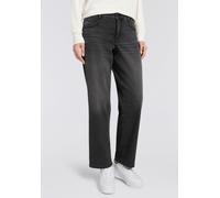 Straight-Jeans MAC "GRACIA", Damen, Gr. 36, Länge 30, grau (grau basic), Denim/Jeans, Obermaterial: 77% Baumwolle, 10% Polyester, 10% Viskose, 3% Elasthan, unifarben, straight fit lang, Jeans Straight