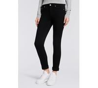Straight-Jeans MAC "MACMELANIE", Damen, Gr. 36, Länge 30, schwarz (mid blau authentic), Denim/Jeans, Obermaterial: 77% Baumwolle, 10% Polyester, 10% Viskose, 3% Elasthan, straight fit knöchellang, Jea