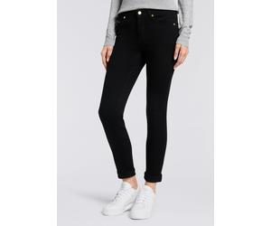 Straight-Jeans MAC "MACMELANIE", Damen, Gr. 36, Länge 30, schwarz (mid blau authentic), Denim/Jeans, Obermaterial: 77% Baumwolle, 10% Polyester, 10% Viskose, 3% Elasthan, straight fit knöchellang, Jea