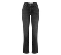 Straight-Jeans MAC "MACMELANIE", Damen, Gr. 40, Länge 34, grau (grau basic), Denim/Jeans, Obermaterial: 77% Baumwolle, 10% Polyester, 10% Viskose, 3% Elasthan, straight fit knöchellang, Jeans Straight