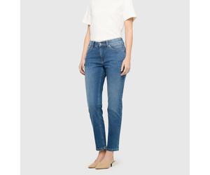 Straight-Jeans MAC "MACMELANIE", Damen, Gr. 46, Länge 34, blau (authentic baby blau), Denim/Jeans, Obermaterial: 91% Baumwolle, 7% Elastomultiester, 2% Elasthan, straight fit lang, Jeans Straight-Jean