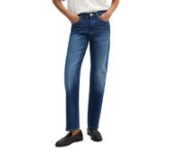 Straight-Jeans MARC O'POLO "aus Bio-Baumwolle-Stretch", Damen, Gr. 28, Länge 34, blau (dunkelblau), Obermaterial: 72% Baumwolle, 27% Lyocell, 1% Elasthan, unifarben, knöchellang, Jeans Straight-Jeans 