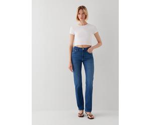 Straight-Jeans MAVI "KENDRA", Damen, Gr. 29, Länge 32, mid str, 87% Baumwolle, 11% Polyester, 2% Elastan, slim fit normal, Jeans Straight-Jeans, gerde Form (66504818-29) mid str