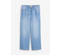 Straight-Jeans BONPRIX, Damen, Gr. 52, N-Gr, blau (eisblau denim used (länge: regulär)), Obermaterial: 100% Baumwolle, regular fit, Jeans Straight-Jeans, gerader Schnitt, Mid Waist, Cropped-Länge, Reg