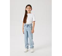 Straight-Jeans NAME IT "NKFROSE HW STRAIGHT JEANS 9222-BE NOOS", Mädchen, Gr. 134, N-Gr, blau (light blau bleached denim), Denim/Jeans, Obermaterial: 100% Baumwolle, straight fit, Jeans Straight-Jeans