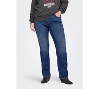 Straight-Jeans ONLY CARMAKOMA "CARCRUZ EX HW STRAIGHT DNM PIMBOX BF", Damen, Gr. 44, Länge 32, medium blau denim, Denim/Jeans, Obermaterial: 60% Baumwolle, 29% Polyester, 9% Viskose, 2% Elasthan, unif