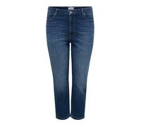 Straight-Jeans ONLY CARMAKOMA "CAREMILY STRETCH HW ST ANK DNM TAI440", Damen, Gr. 44, Länge 32, dunkelblau denim, Denim/Jeans, Obermaterial: 99% Baumwolle, 1% Elasthan, unifarben, straight fit lang, J