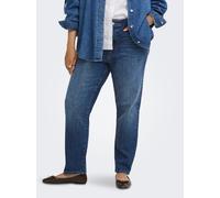 Straight-Jeans ONLY CARMAKOMA "CAREMILY STRETCH HW ST ANK DNM TAI440", Damen, Gr. 54, Länge 32, dunkelblau denim, Denim/Jeans, Obermaterial: 99% Baumwolle, 1% Elasthan, unifarben, straight fit lang, J