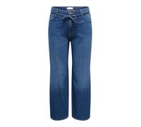 Straight-Jeans ONLY CARMAKOMA "CARGIANNA MW STRAIGHT DNM BOX NOOS", Damen, Gr. 54, Länge 32, dunkelblau denim, Denim/Jeans, Obermaterial: 98% Baumwolle, 2% Elasthan, unifarben, straight fit lang, Jean