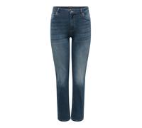 Straight-Jeans ONLY CARMAKOMA "CARWILLY HW STRAIGHT DNM DOT529 NOOS", Damen, Gr. 48, Länge 32, dunkelblau denim, Denim/Jeans, Obermaterial: 92% Baumwolle, 6% Elastomultiester, 2% Elasthan, unifarben,
