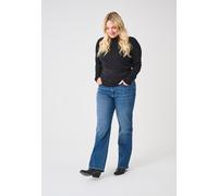 Straight-Jeans ONLY CARMAKOMA "CARWILLY MID STRAIGHT DNM TAI021", Damen, Gr. 48, Länge 32, dunkelblau denim, Denim/Jeans, Obermaterial: 92% Baumwolle, 6% Elastomultiester, 2% Elasthan, unifarben, gera