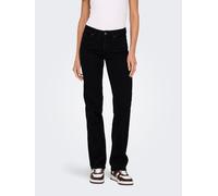 Straight-Jeans ONLY "ONLBLUSH MID STRAIGHT DNM REA2343 NOOS", Damen, Gr. M (38), Länge 30, schwarz (schwarz denim), Denim/Jeans, Obermaterial: 92% Baumwolle, 6% Elastomultiester, 2% Elasthan, unifarbe