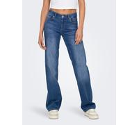 Straight-Jeans ONLY "ONLBLUSH - Straight Fit mit klassischem 5-Pocket-Design", Damen, Gr. L (40), Länge 32, blau (medium blau denim), Denim/Jeans, Obermaterial: 92% Baumwolle, 6% Elastomultiester, 2%
