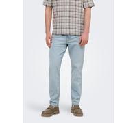 Straight-Jeans ONLY & SONS "ONSWEFT REGULAR WB 0021 TAI DNM NOOS", Herren, Gr. 38, Länge 32, light blau bleached denim, Denim/Jeans, Obermaterial: 98% Baumwolle, 2% Elasthan, regular fit lang, Jeans S