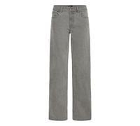 Straight-Jeans OXMO "Straight-Jeans OXHELLE STRAIGHT JEANS", Damen, Gr. 26, Länge 32, grau (mid grau denim), Obermaterial: 68% Baumwolle CO. 27% Polyester PES. 3% Viskose CV. 2% Elasthan EL., Jeans St