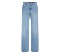 Straight-Jeans OXMO "Straight-Jeans OXHELLE STRAIGHT JEANS", Damen, Gr. 32, Länge 32, blau (ligth blau denim), Obermaterial: 68% Baumwolle CO. 27% Polyester PES. 3% Viskose CV. 2% Elasthan EL., Jeans