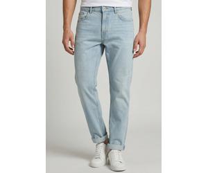 Straight-Jeans PEPE JEANS "BYRON FS POWDERED BLUE", Herren, Gr. 36, Länge 32, light blau, Denim/Jeans, Obermaterial: 99% Baumwolle, 1% Elasthan, Destroyed-Effekte, straight fit lang, Jeans Straight-Je