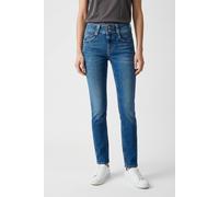 Straight-Jeans PEPE JEANS "SLIM JEANS MW GEN", Damen, Gr. 26, Länge 32, blau (blau mid), Denim/Jeans, Obermaterial: 90% Baumwolle, 8% Polyester, 2% Elasthan, slim fit lang, Jeans Straight-Jeans, mit d